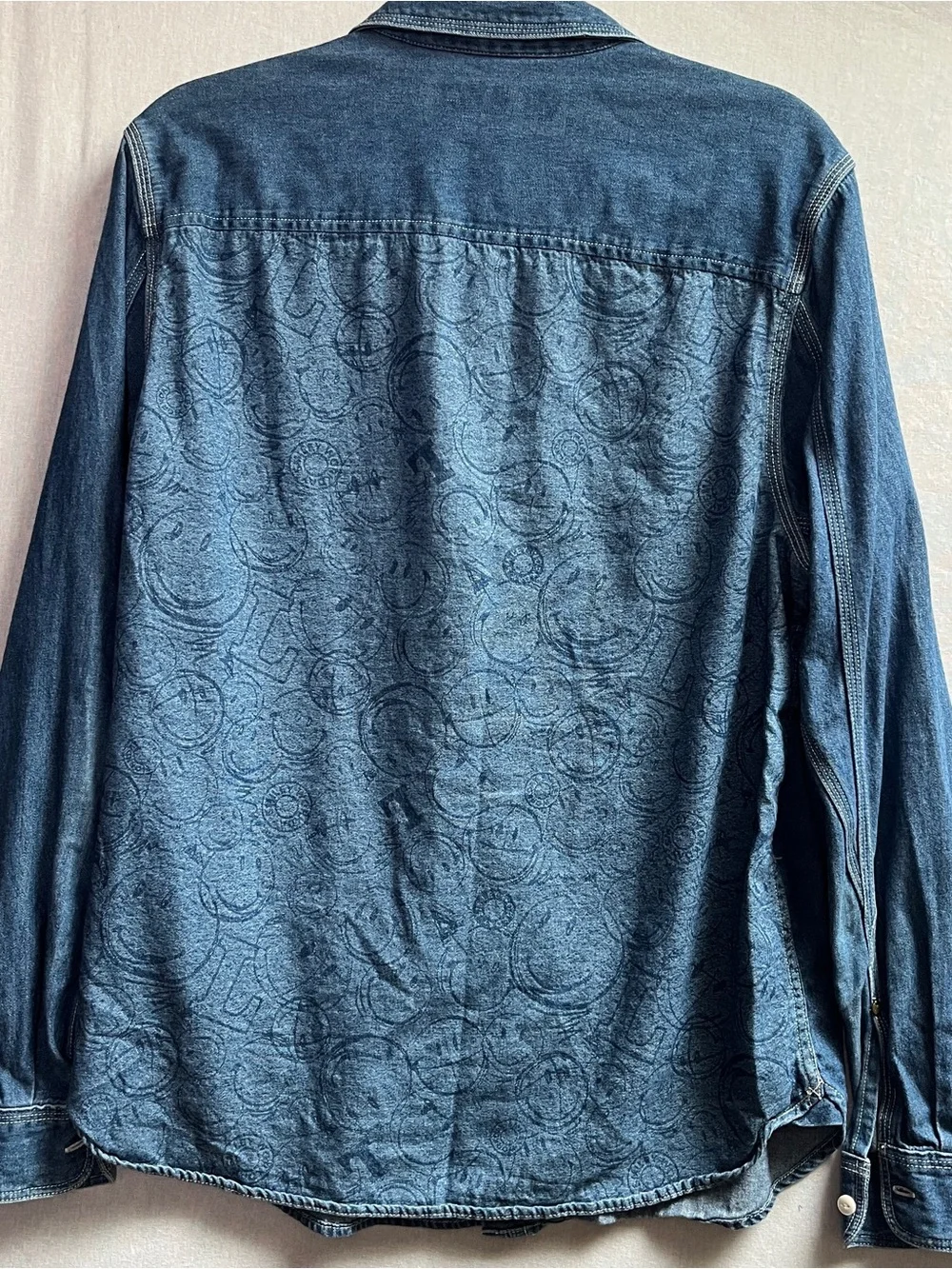 Lee Jeans x Smiley Face Collab Button Down Denim Shirt L - Picture 2 of 6